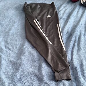 Adidas Gray Leggings with White Stripes